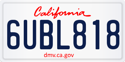 CA license plate 6UBL818