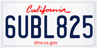 CA license plate 6UBL825