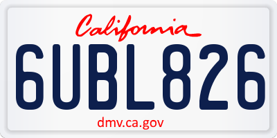 CA license plate 6UBL826