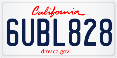 CA license plate 6UBL828