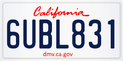 CA license plate 6UBL831