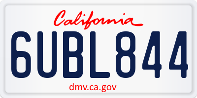 CA license plate 6UBL844