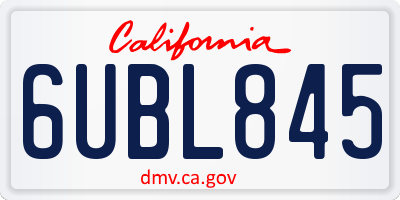 CA license plate 6UBL845
