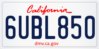 CA license plate 6UBL850