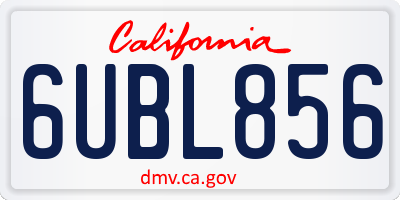 CA license plate 6UBL856