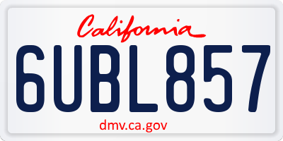 CA license plate 6UBL857