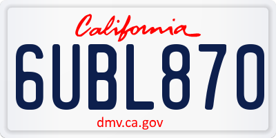 CA license plate 6UBL870