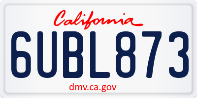 CA license plate 6UBL873
