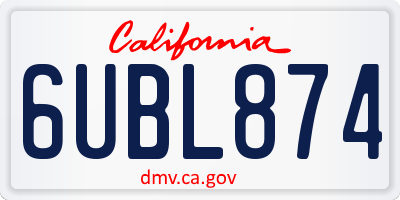 CA license plate 6UBL874
