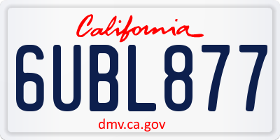 CA license plate 6UBL877