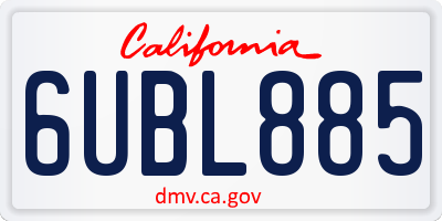 CA license plate 6UBL885