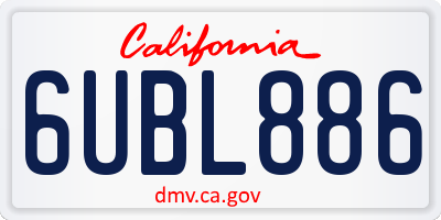 CA license plate 6UBL886