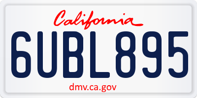 CA license plate 6UBL895