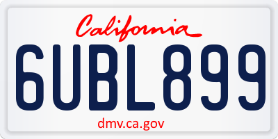 CA license plate 6UBL899