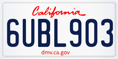 CA license plate 6UBL903