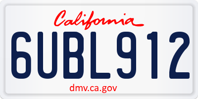 CA license plate 6UBL912