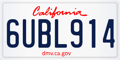 CA license plate 6UBL914