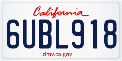 CA license plate 6UBL918