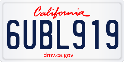 CA license plate 6UBL919