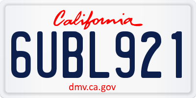 CA license plate 6UBL921