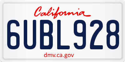CA license plate 6UBL928