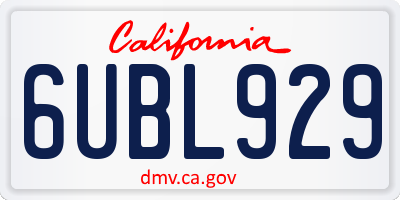 CA license plate 6UBL929