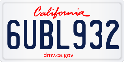 CA license plate 6UBL932