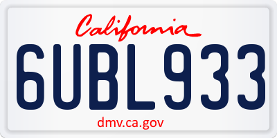 CA license plate 6UBL933
