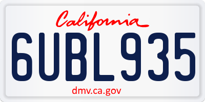CA license plate 6UBL935