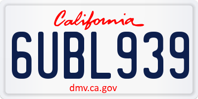 CA license plate 6UBL939