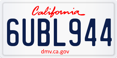 CA license plate 6UBL944