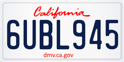 CA license plate 6UBL945