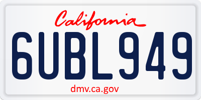 CA license plate 6UBL949