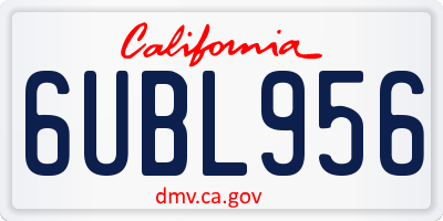 CA license plate 6UBL956