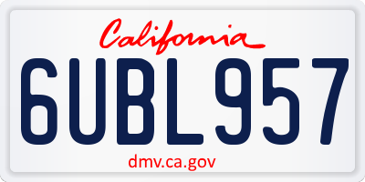 CA license plate 6UBL957