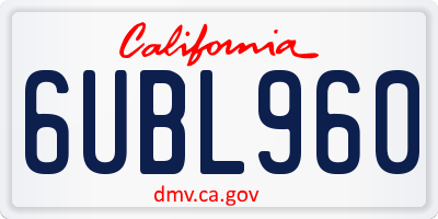 CA license plate 6UBL960