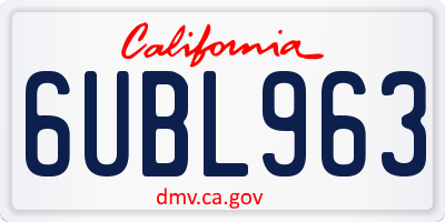 CA license plate 6UBL963