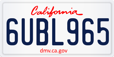 CA license plate 6UBL965