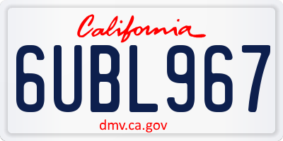 CA license plate 6UBL967