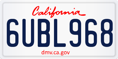 CA license plate 6UBL968