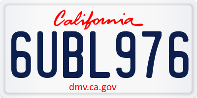 CA license plate 6UBL976