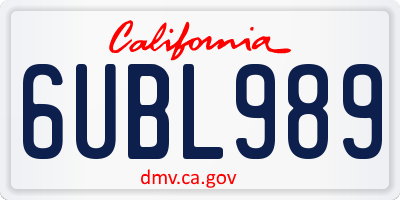 CA license plate 6UBL989