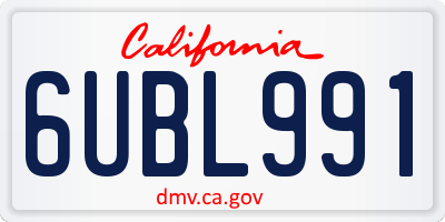CA license plate 6UBL991