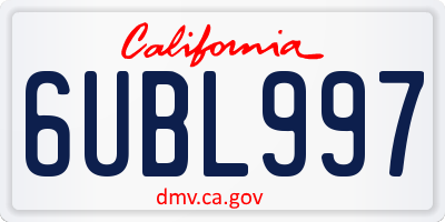 CA license plate 6UBL997