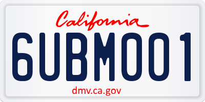 CA license plate 6UBM001
