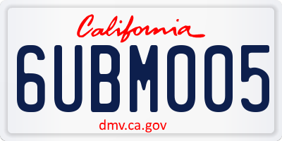CA license plate 6UBM005