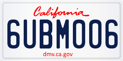 CA license plate 6UBM006