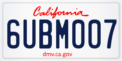 CA license plate 6UBM007