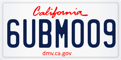 CA license plate 6UBM009