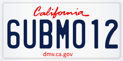CA license plate 6UBM012